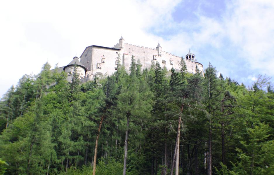 Die Festung Hohenwerfen liegt inmitten der nördlichen Kalkalpen im Pongau. Die Burg thront, von Nord und Süd gut sichtbar, auf einem 113 m hohen Felskegel.