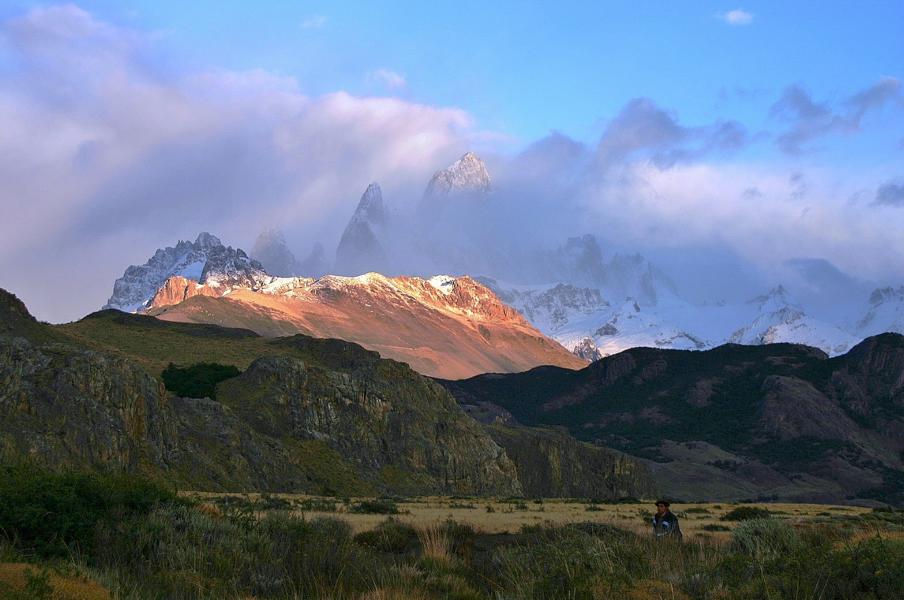 Die höchsten Gipfel des Fitz Roy-Massivs waren leider durch die Wolken verdeckt, aber der rostrote Berg zeigte sich in voller Pracht.
