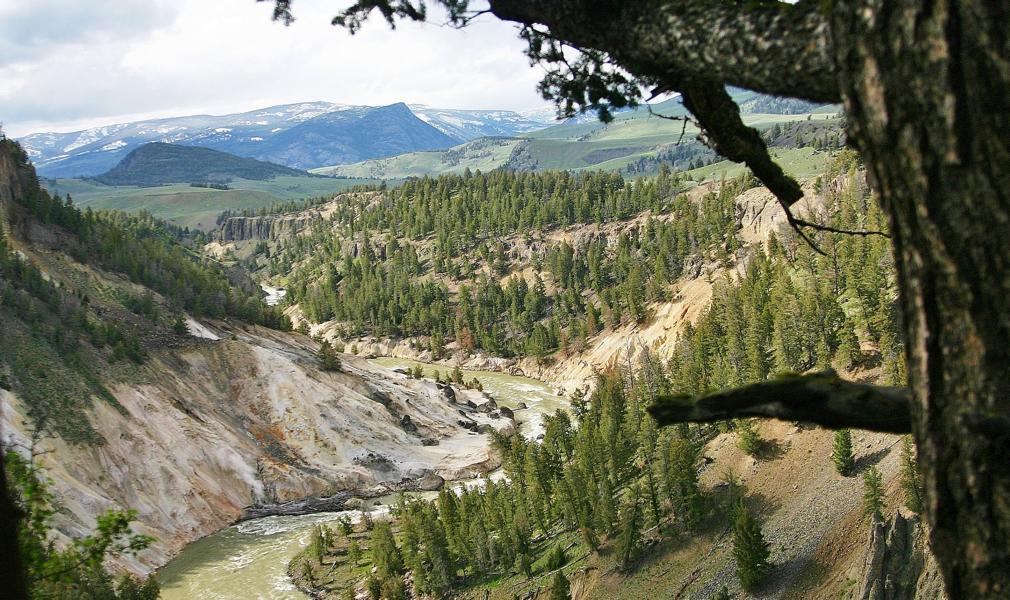 Der Yellowstone River entspringt in den Rocky Mountains. Er fließt nordwärts durch den Yellowstone-Nationalpark. Seine Länge beträgt 1.114 Kilometer. Der Fluss wird nach der gelben Färbung des Gesteins an seinen Ufern benannt.