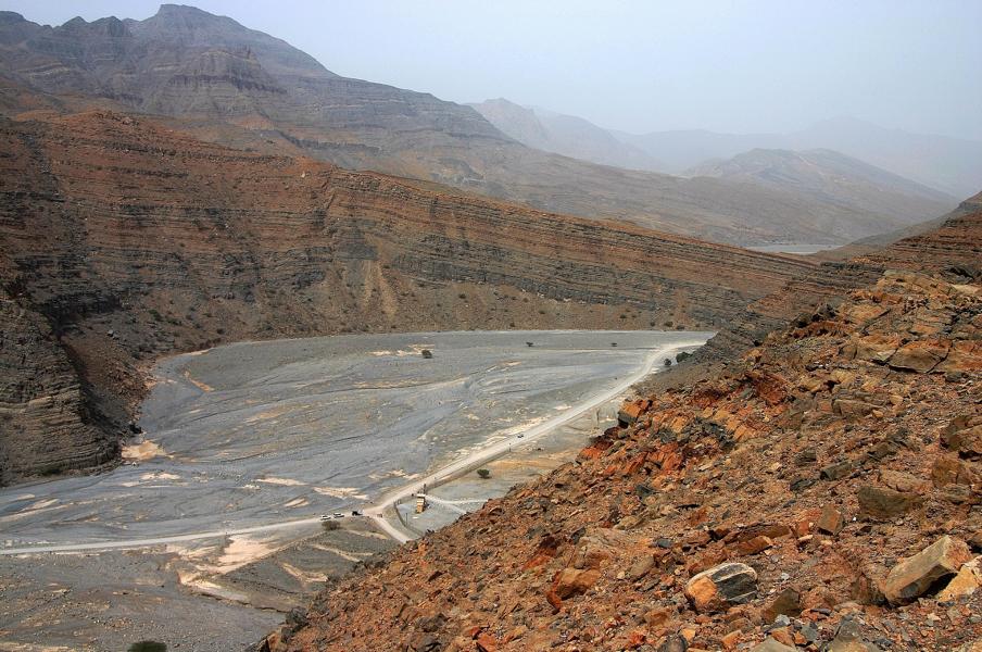 Grenzverlauf zwischen den VAE und dem Oman.