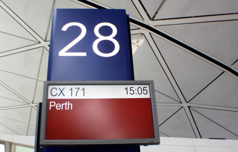 Gate 28 war der Einstieg in das Flugzeug nach Australien.