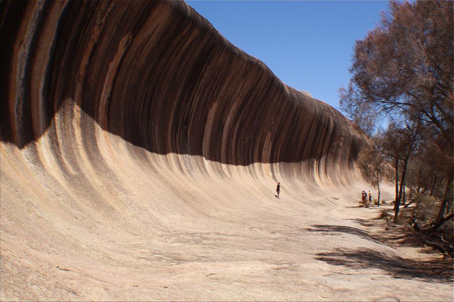 Der Granit ist an der Oberfläche härter als an den Seiten, so dass herunterlaufendes Wasser im Laufe der Jahrmillionen den Felsen ausgewaschen und die heutige Gestalt geschaffen hat.  Verschiedene chemische Prozesse bei der Berührung mit Wasser gestalteten die den Wave Rock charakterisierenden vertikalen Streifen. Ausgewaschene Karbonate bilden die schwarzen, Eisenhydroxid die roten Streifen.