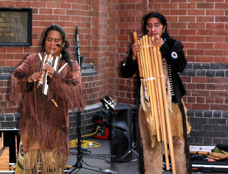 Straßenmusikanten aus Bolivien.