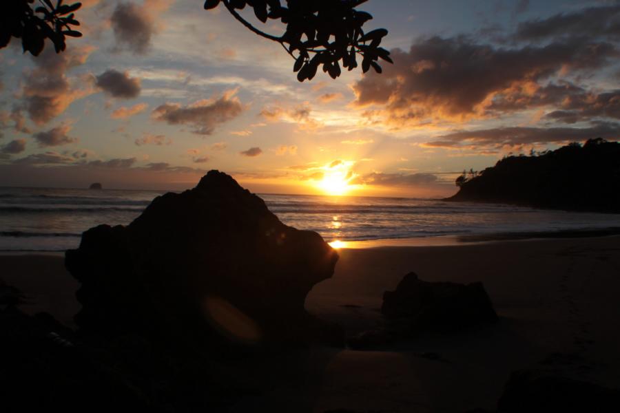 Sonnenaufgang am Hot Water Beach.