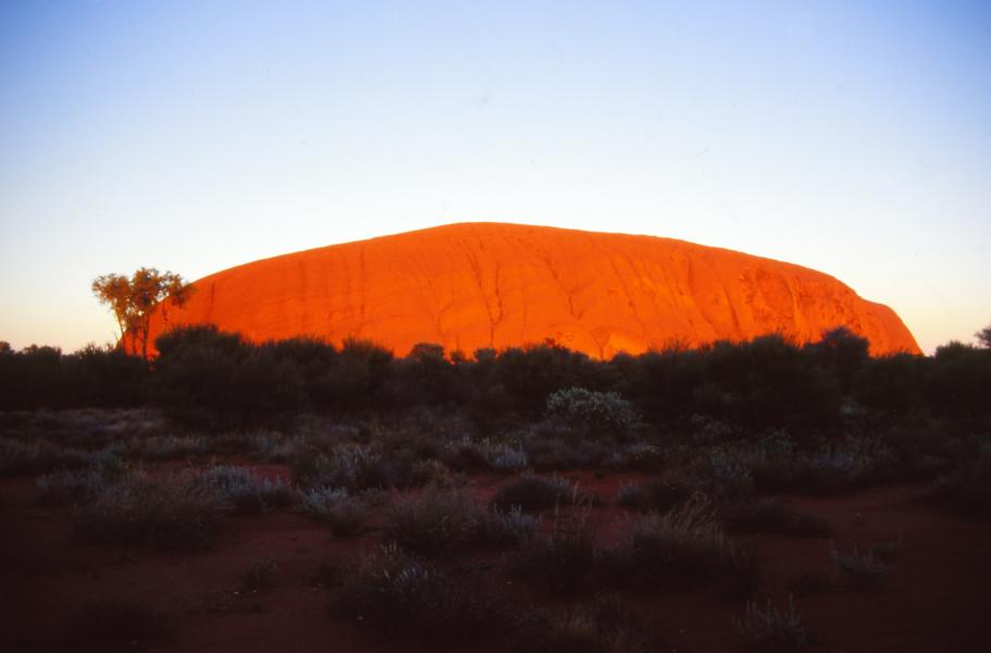 Uluru bei Sonnenaufgang.