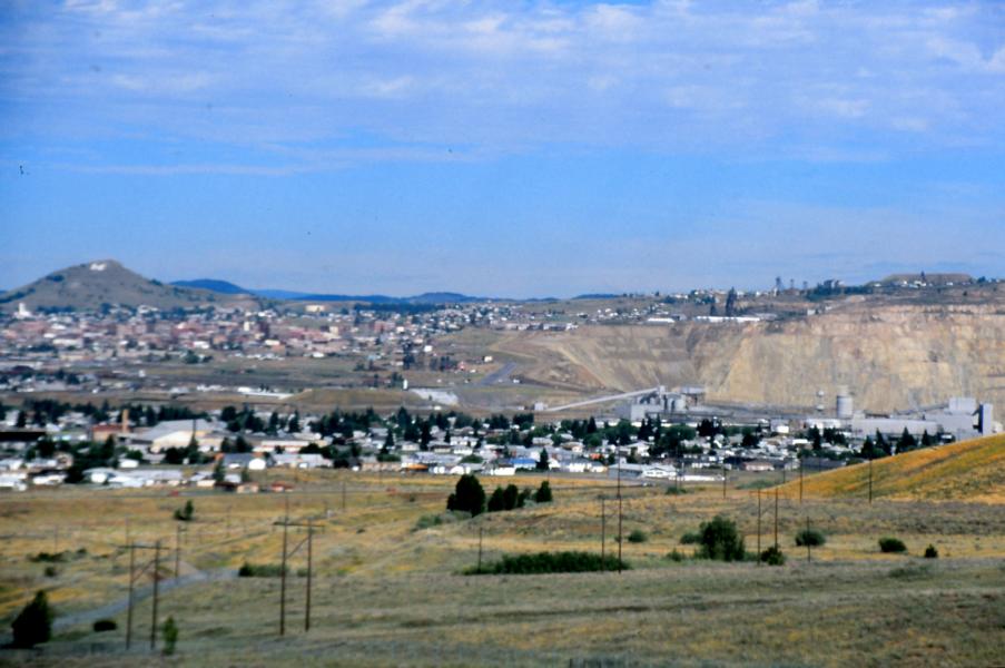 Blick auf die Kupfermine in Butte.