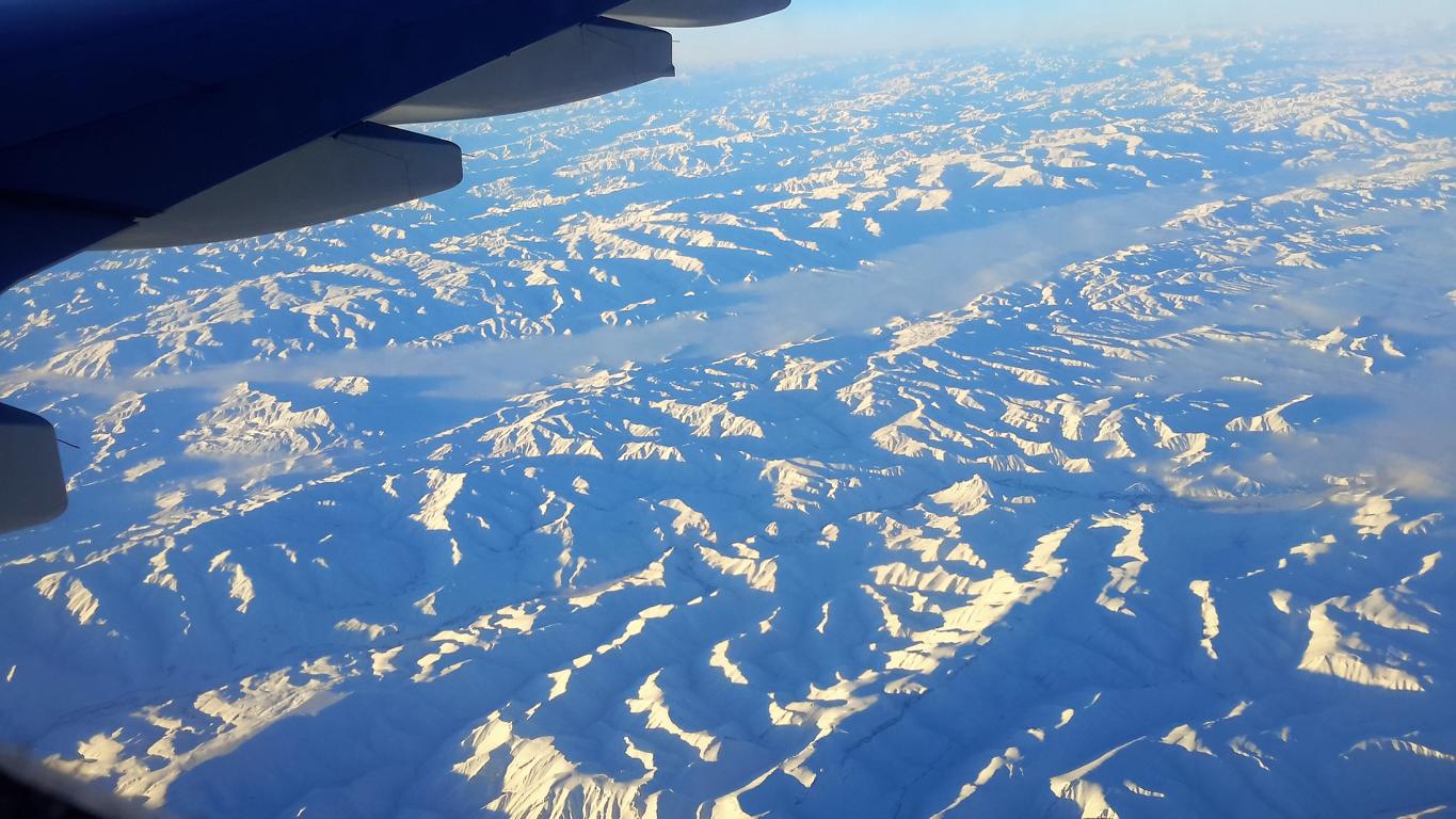 Schneebedeckte Berge über Afghanistan